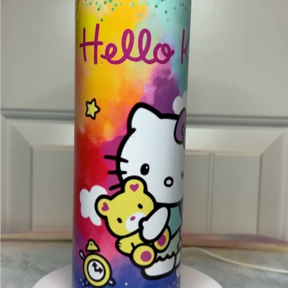 Hello Kitty tie dye glitter 20 oz skinny Tumbler